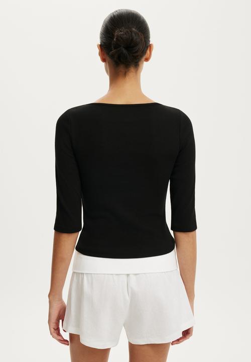 Cotton On - Byron 3/4 sleeve - black