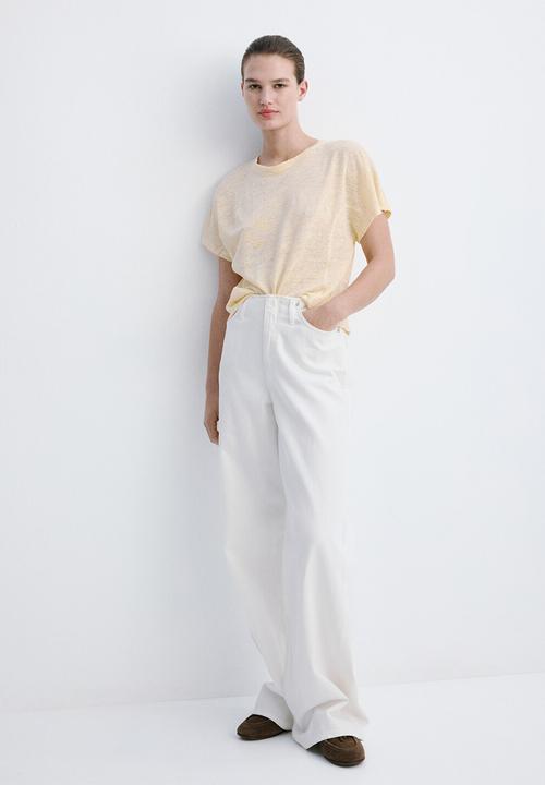 MANGO - T-shirt linu - light/pastel yellow