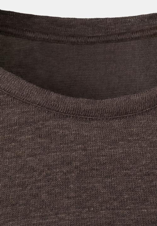 MANGO - T-shirt linu - brown