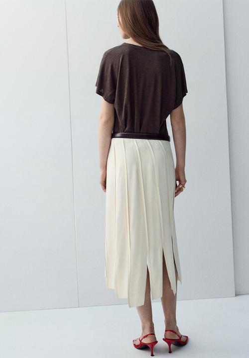 MANGO - T-shirt linu - brown
