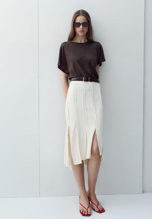MANGO - T-shirt linu - brown