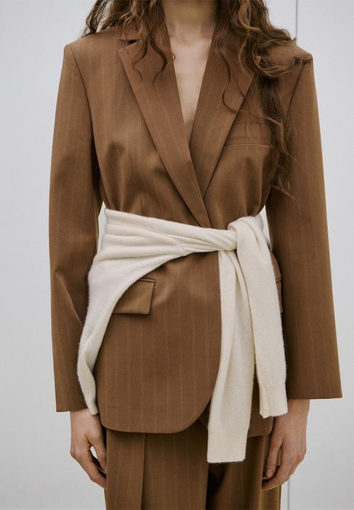 MANGO - Blazer systeck- dark brown