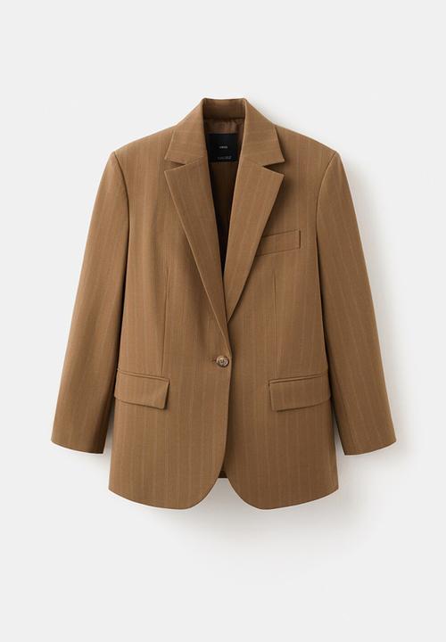 MANGO - Blazer systeck- dark brown