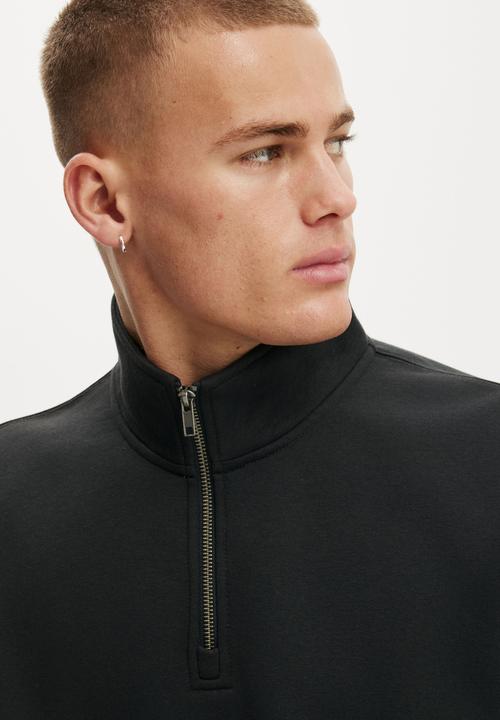 Cotton On - 1 4 Zip Fleece - Black