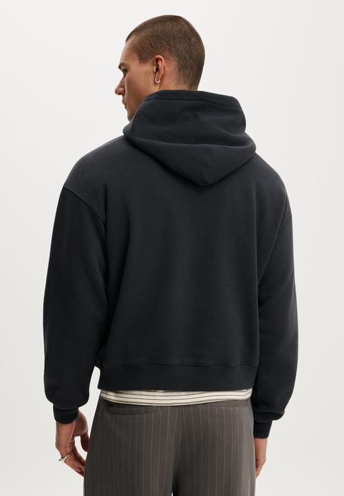 Cotton On - Box Fit Graphic Hoodie - Washed Black/Pavilione