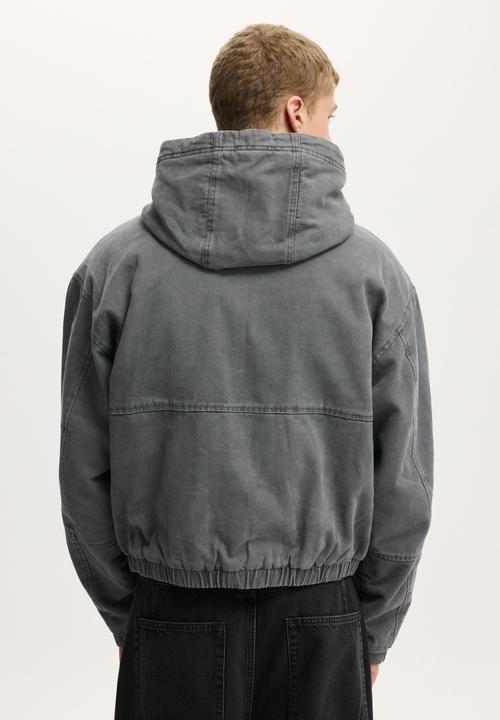 Cotton On - Cropped Hooded Bomber - Washed Black