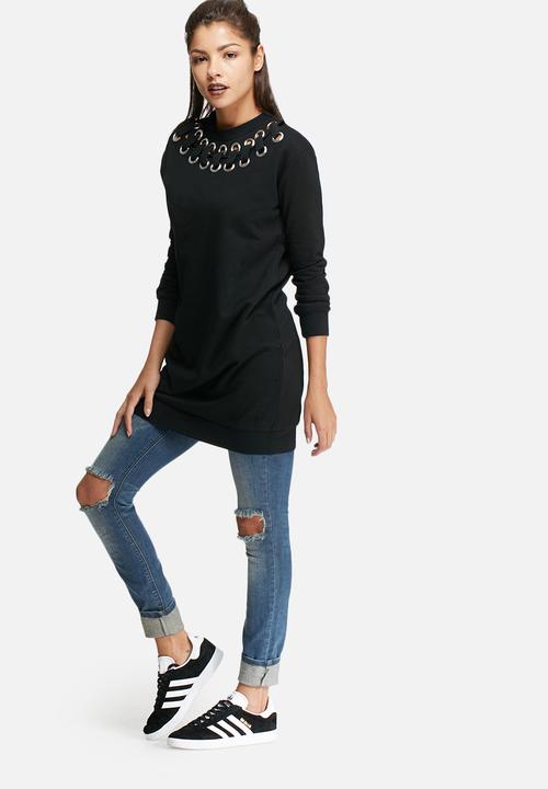 Glamorous - Eyelet detail longline top 