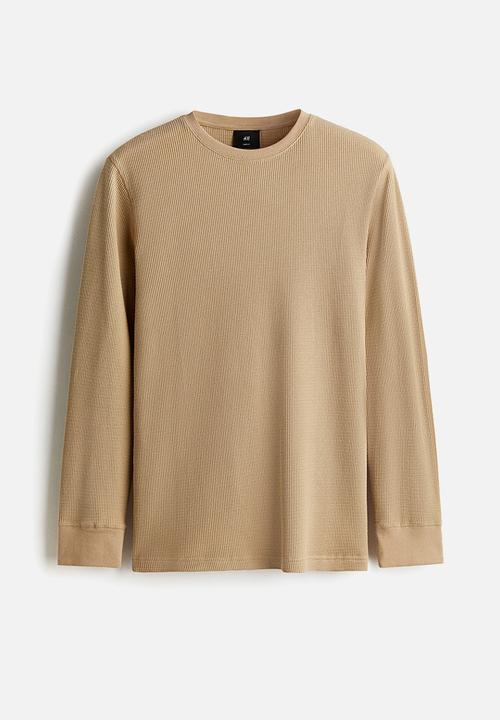 H&M - Slim fit waffled jersey top - beige