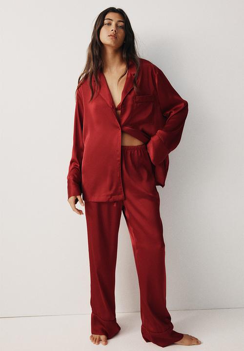 H&M - Satin pyjamas - dark red