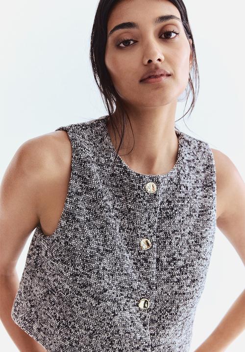 H&M - Textured jersey waistcoat - black marl