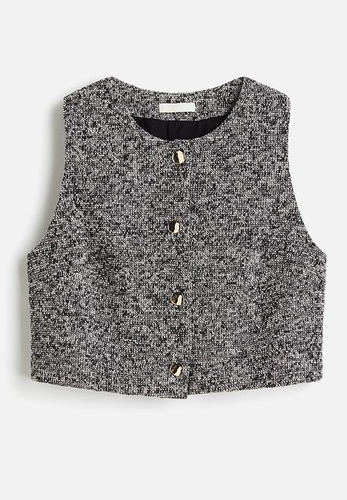 H&M - Textured jersey waistcoat - black marl