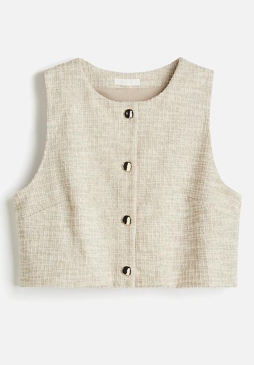H&M - Textured jersey waistcoat - light beige marl