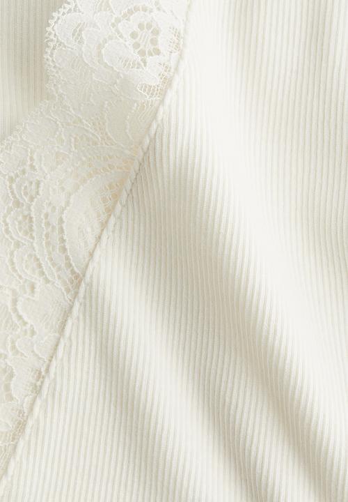 H&M - Lace-trimmed top - white