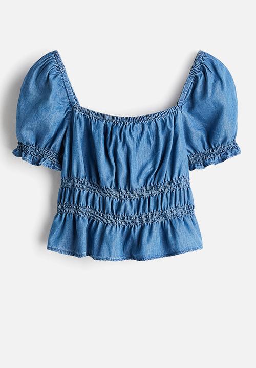 H&M - Smocked blouse - denim blue