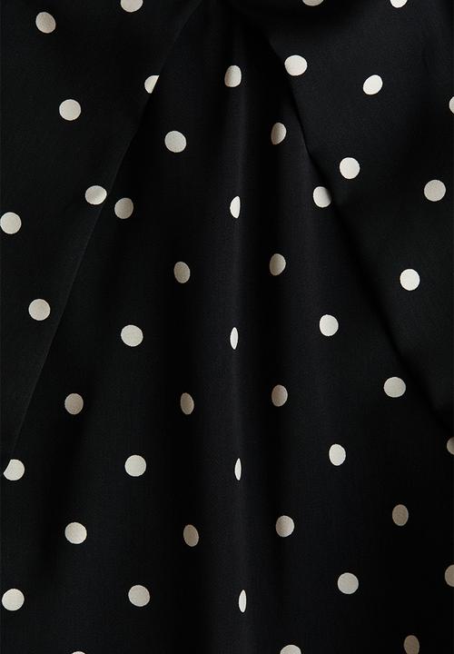 H&M - Satin halterneck top - black/spotted