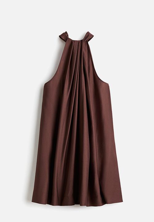 H&M - Tie-neck dress - brown
