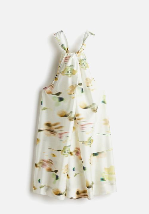H&M - Tie-neck dress - white/floral