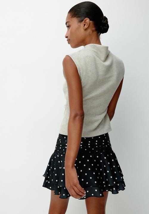 H&M - Satin mini skirt - black/spotted