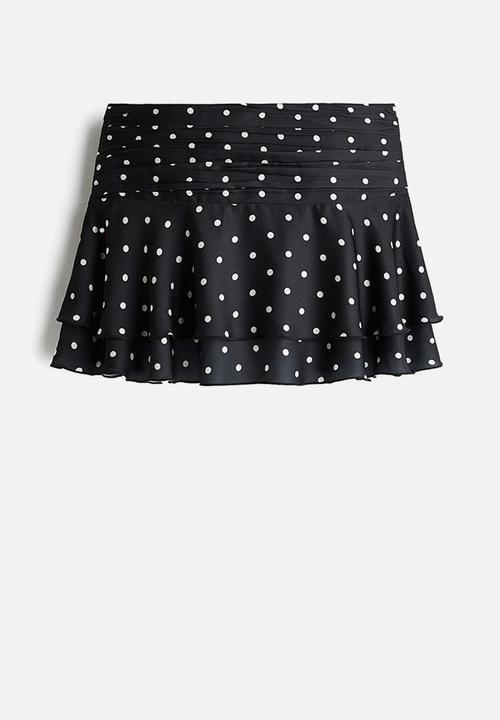 H&M - Satin mini skirt - black/spotted