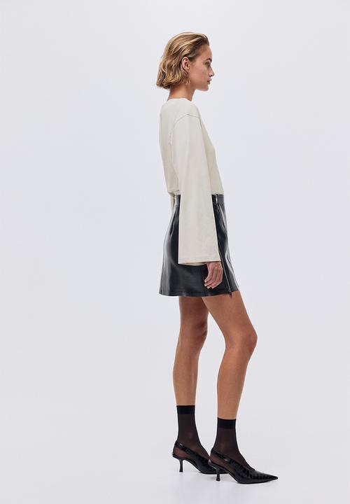 H&M - Boat-neck cotton top - light beige
