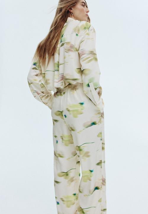 H&M - Wide trousers - cream/patterned