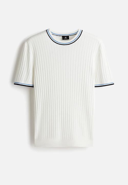 H&M - Slim fit rib-knit t-shirt - white