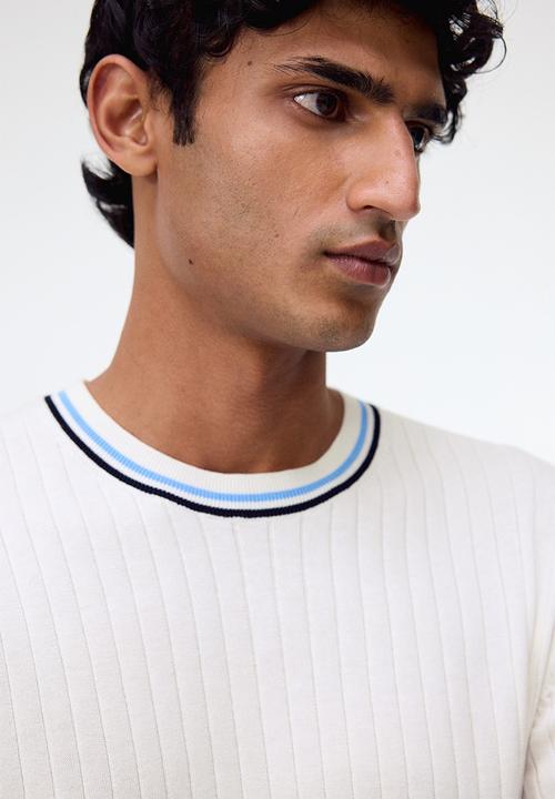 H&M - Slim fit rib-knit t-shirt - white