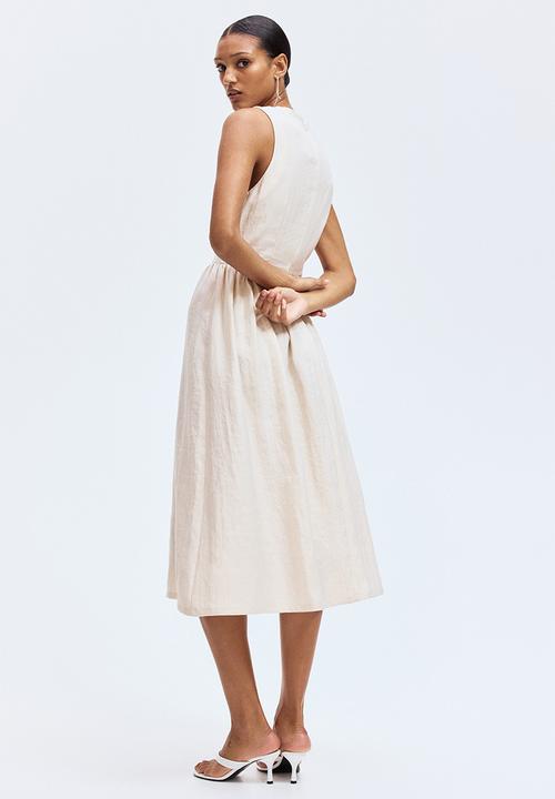 H&M - Sleeveless twill dress - light beige