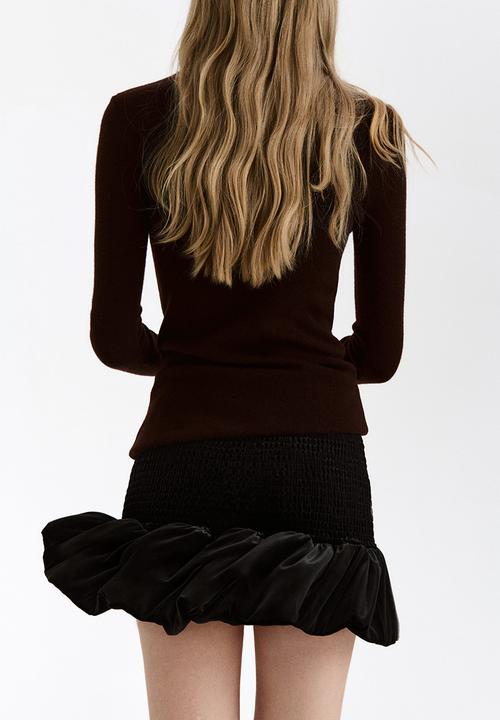 H&M - Smocked velour skirt - black