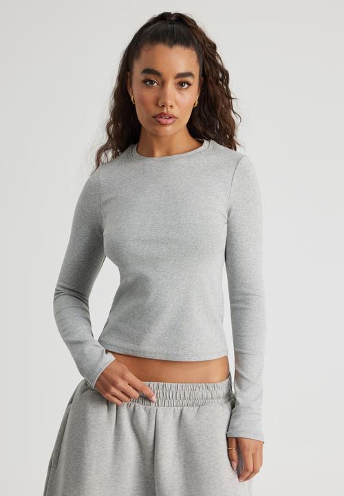 Factorie - Authentics Fitted Long Sleeve Top - Grey Marle