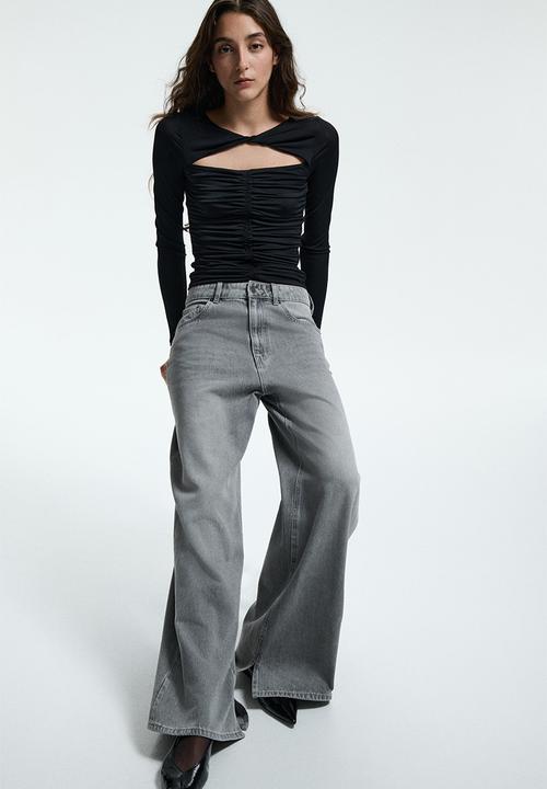 H&M - Cut-out jersey top - black