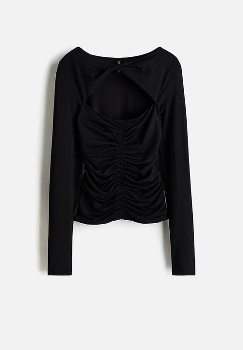 H&M - Cut-out jersey top - black