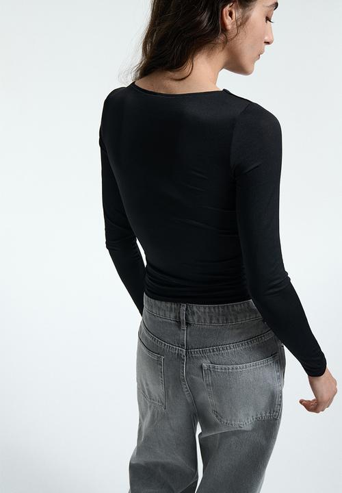 H&M - Cut-out jersey top - black