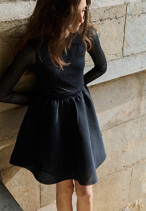 H&M - Embellished mesh dress - black