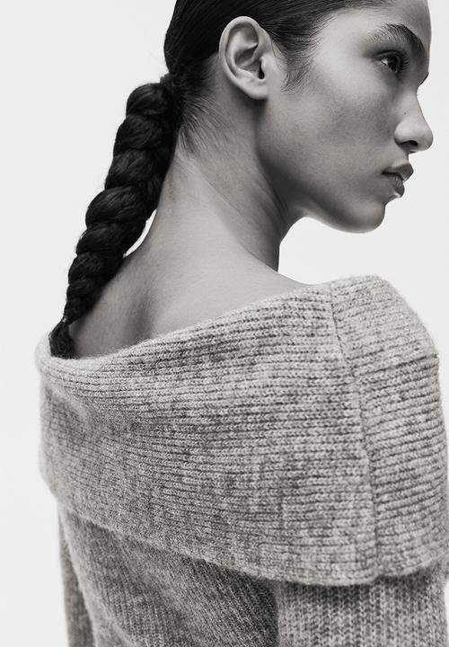 H&M - Off-the-shoulder jumper - grey marl