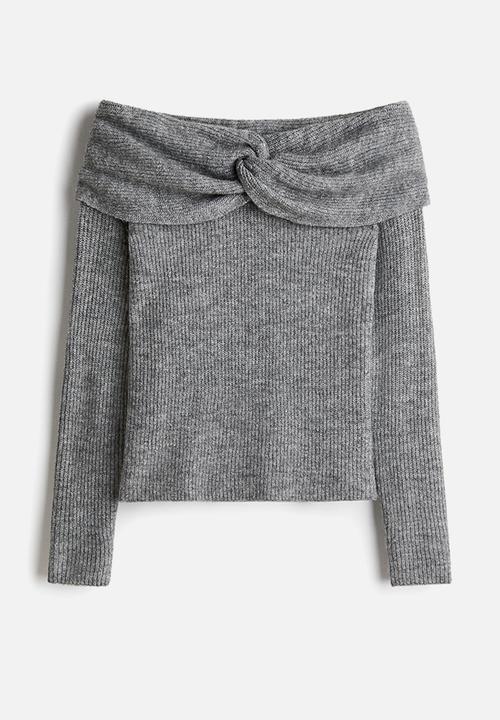 H&M - Off-the-shoulder jumper - grey marl