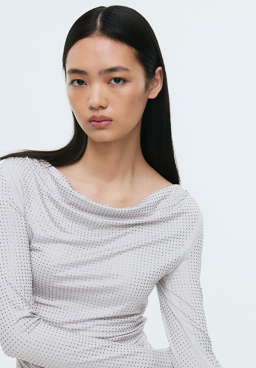 H&M - Embellished top - light grey