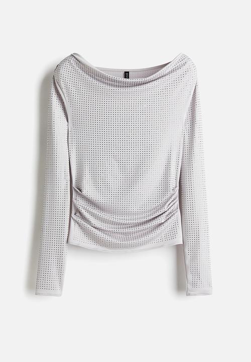 H&M - Embellished top - light grey