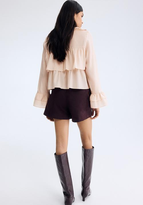 H&M - Frill-trimmed blouse - light beige