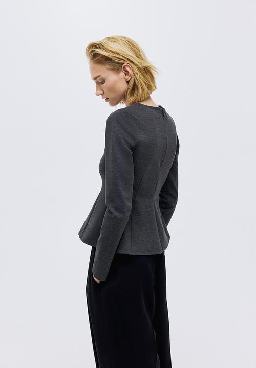 H&M - Jersey peplum top - dark grey
