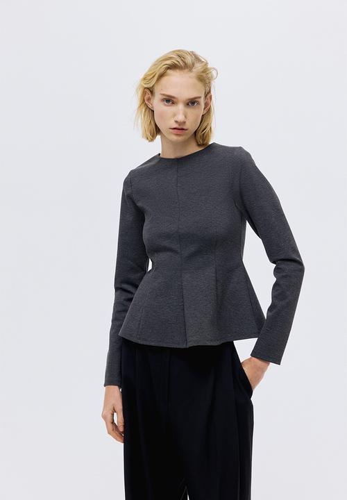 H&M - Jersey peplum top - dark grey