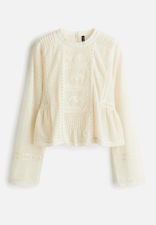 H&M - Plumeti mesh blouse - cream
