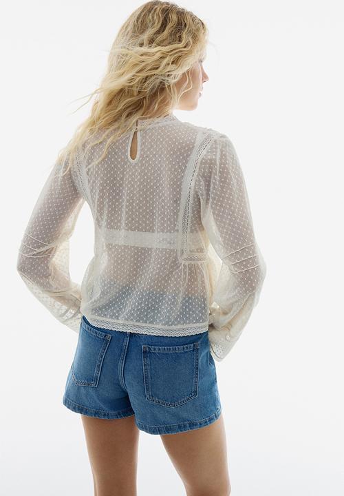 H&M - Plumeti mesh blouse - cream