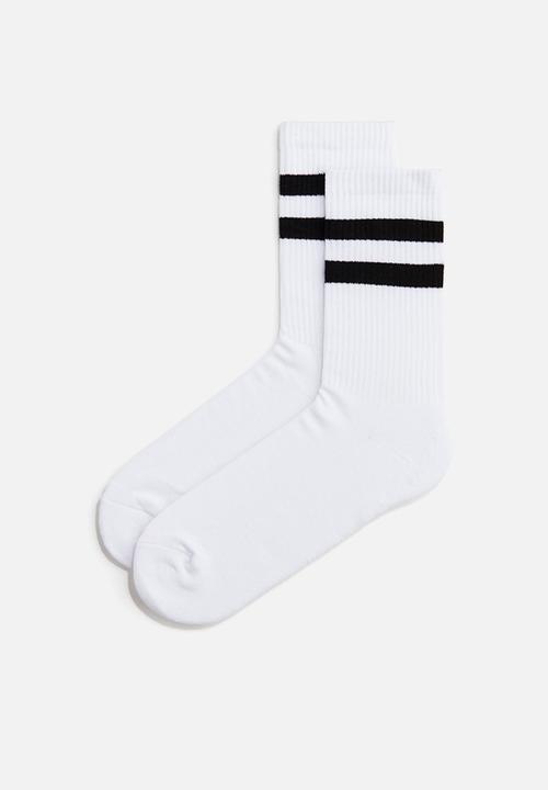 H&M - 5-Pack socks with lycra - white/striped