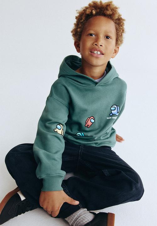 H&M - Print-motif hoodie - green/among us