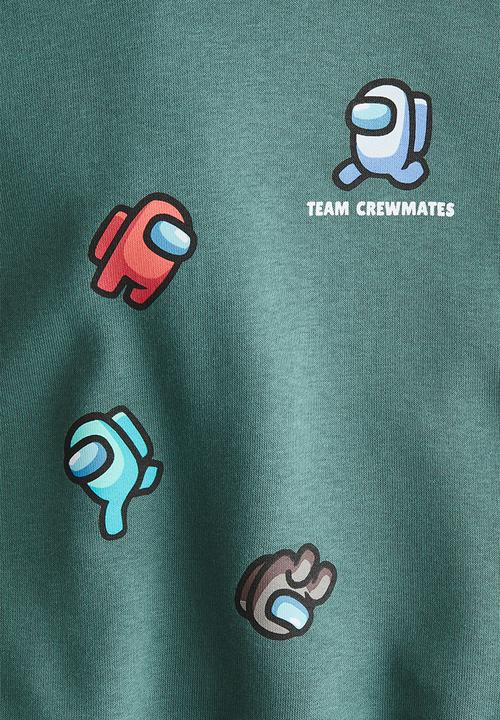 H&M - Print-motif hoodie - green/among us
