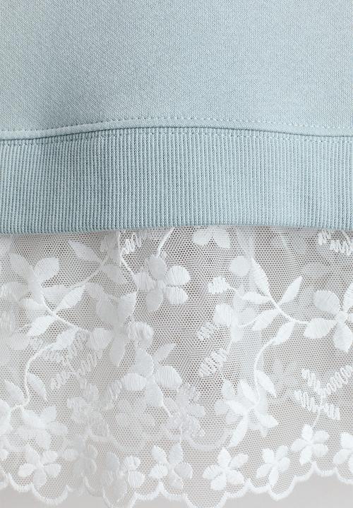 H&M - Double-layered motif-detail sweatshirt - light turquoise/love