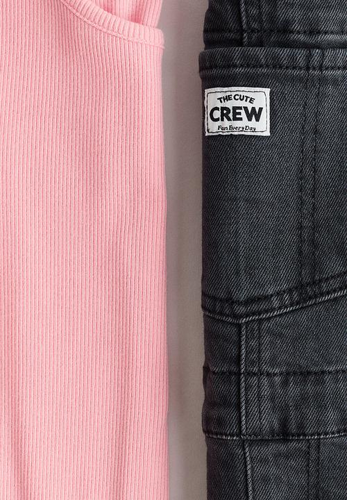 H&M - 2-Piece cotton set - dark grey/pink