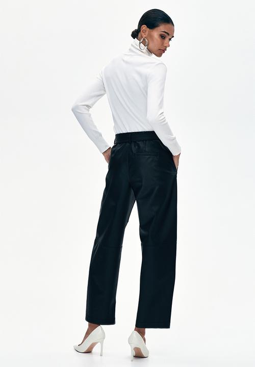 H&M - Belted coated trousers - black