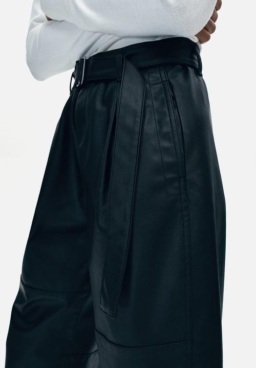 H&M - Belted coated trousers - black